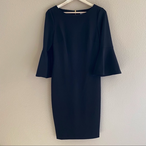 Calvin Klein Bell Sleeve Round Neck Sheath Dress - Picture 4 of 8